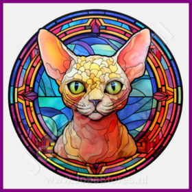 Diamond Painting Glas im Bleiglasstil Katze - Devon Rex 02