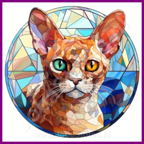 Diamond Painting Glas im Bleiglasstil Katze - Devon Rex 03
