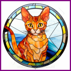 Diamond Painting Glas im Bleiglasstil Katze - Devon Rex 05