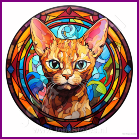 Diamond Painting Glas im Bleiglasstil Katze - Devon Rex 06