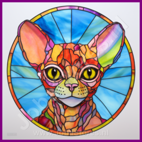 Diamond Painting Glas im Bleiglasstil Katze - Devon Rex 07