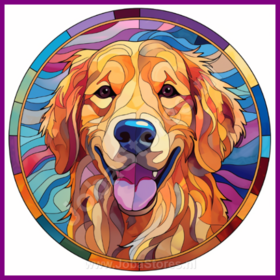 Diamond Painting Buntglas Hund - Golden Retriever 03