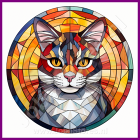 Diamond Painting Glas im Bleiglasstil Katze - Europäisch Kurzhaar 04