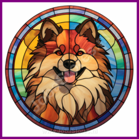 Diamond Painting Buntglas Hund - Keeshond 02