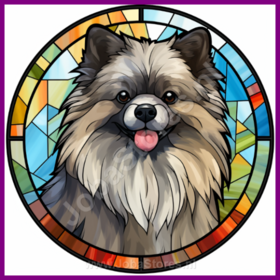 Diamond Painting Buntglas Hund - Keeshond 03