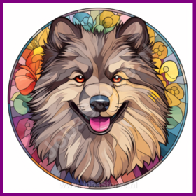 Diamond Painting Buntglas Hund - Keeshond 04