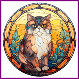 Diamond Painting Glas im Bleiglasstil Katze - Exotische Kurzhaar 02