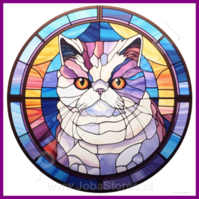 Diamond Painting Glas im Bleiglasstil Katze - Exotische Kurzhaar 03