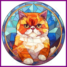 Diamond Painting Glas im Bleiglasstil Katze - Exotische Kurzhaar 04
