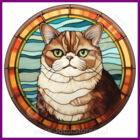 Diamond Painting Glas im Bleiglasstil Katze - Exotische Kurzhaar 05