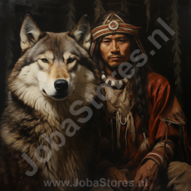 Diamond Painting Indianer mit Wolf 03