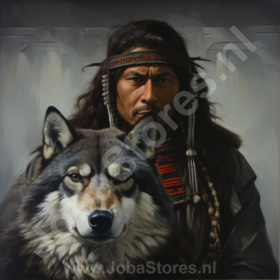 Diamond Painting Indianer mit Wolf 04