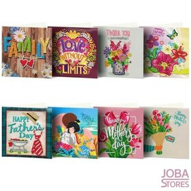 Diamond Painting Grußkarten Set Familie (8 Karten)