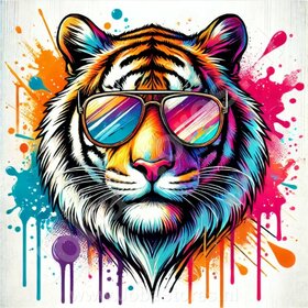 Diamond Painting Tiger mit Sonnenbrille