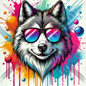 Diamond Painting Wolf mit Sonnenbrille
