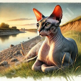 Diamond Painting Liegende Katze - Sphynx