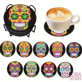 Diamond Painting Untersetzer - Skull (9 Stück)