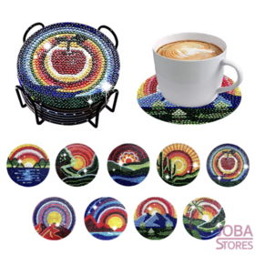 Diamond Painting Untersetzer - Berge (9 Stück)