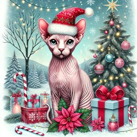 Diamond Painting Weihnachtskatze - Sphynx
