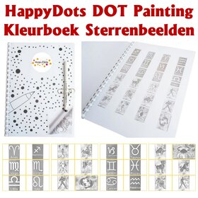 HappyDots DOT Painting Kleurboek Sterrenbeelden  - 24 stippelschilderijen