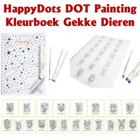 HappyDots DOT Painting Kleurboek Gekke dieren - 20 stippelschilderijen