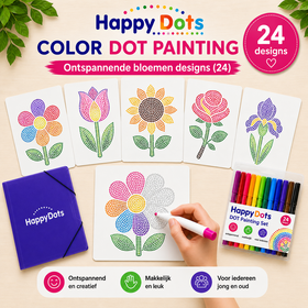 HappyDots Malvorlagen-Set mit Farbpunkten: Blumen