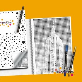 HappyDots DOT Painting Kleurboek Beroemde gebouwen - 20 stippelschilderijen