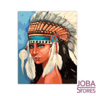 Gemälde nach Anzahl Indianer Frau 40x50cm (auf Rahmen)
