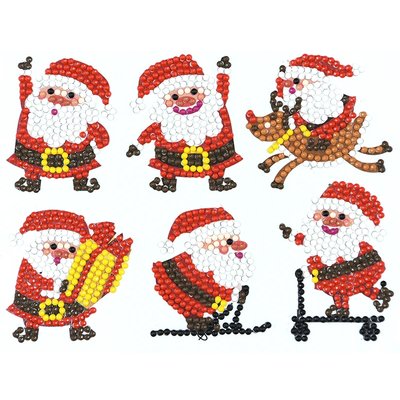 Diamond Painting Sticker Set Weihnachtsmänner (6 Stück)