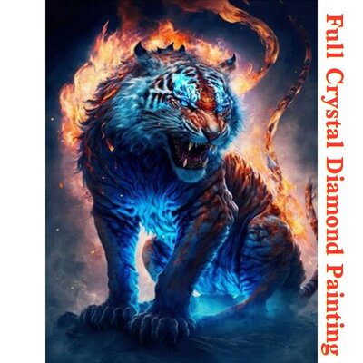 Crystal Diamond Painting Tiger bunt 04 (Größe Ihrer Wahl)