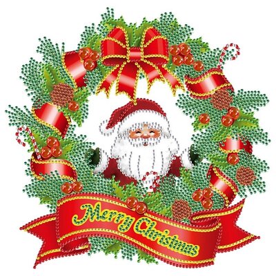 Diamond Painting Weihnachtssticker großer Weihnachtskranz 03 (22cm)
