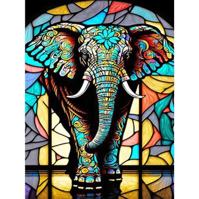 Diamond Painting Glasmalerei Elefant