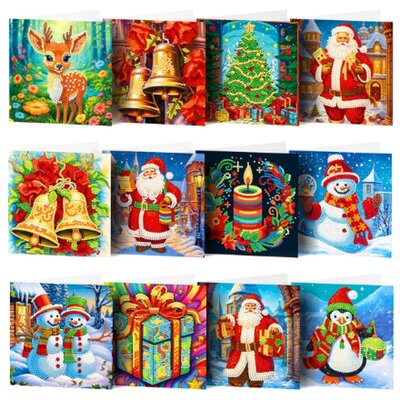 Diamond Painting Weihnachtskarten Set 09 (12 Stück)