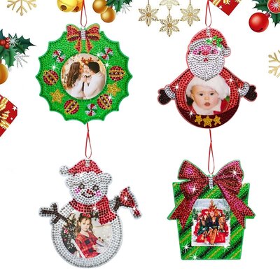 Diamond Painting Weihnachtsbaumschmuck Fotorahmen-Set 001 (4 Stück)