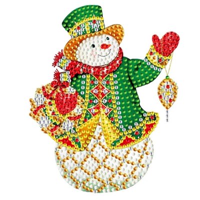 Diamond Painting Weihnachtsaufkleber groß Schneemann (15cm)
