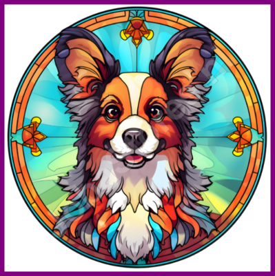 Diamond Painting Glas-in-Bleihund - Papillon / Schmetterlingshündchen 01
