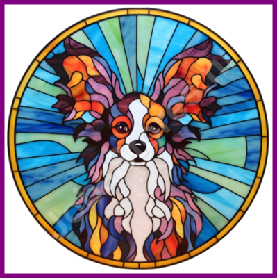 Diamond Painting Glas-in-Bleihund - Papillon / Schmetterlingshündchen 02