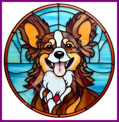 Diamond Painting Glas-in-Bleihund - Papillon / Schmetterlingshündchen 04