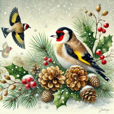 Diamond Painting Weihnachtsvogel - Stieglitz